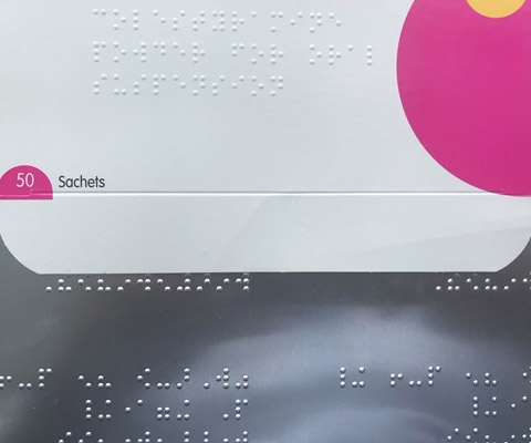 Braille sur les cartons pliants
