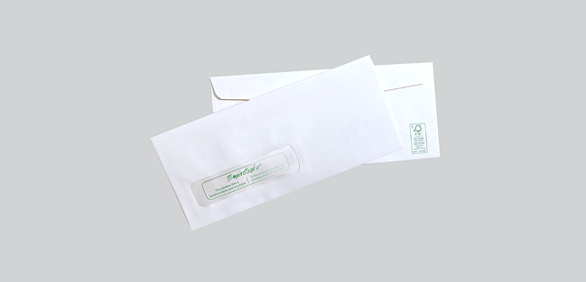 Enveloppes EnviroSafe® blanches avec fenêtre le logo FSC