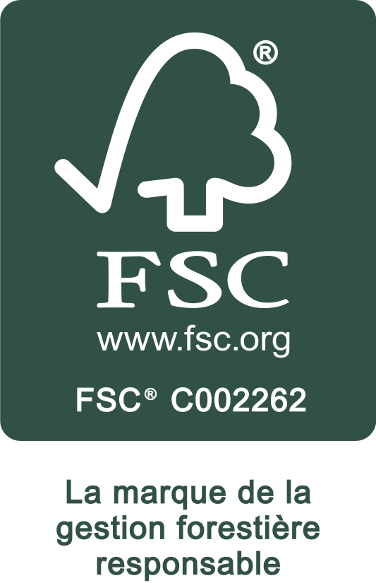 Logo FSC en blanc avec fond vert