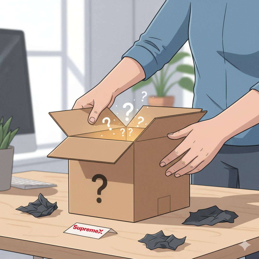 Illustration illustrant le moment passionnant du déballage d'un colis, représentant l'expérience de déballage dans le commerce électronique et son importance.